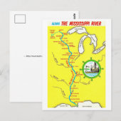 Mississippi River Map Vintage Postcard Postkarte (Vorne/Hinten)