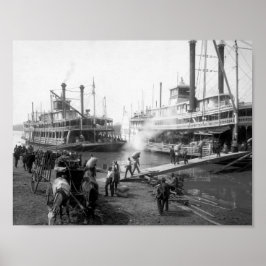 Mississippi River Steamboats am Dock Poster