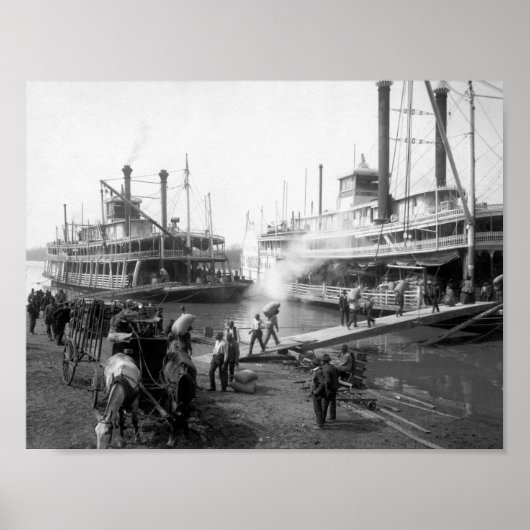 Mississippi River Steamboats am Dock Poster (Vorne)