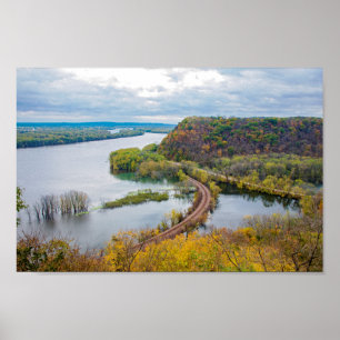 Mississippi River und Wooded Bluffs Poster