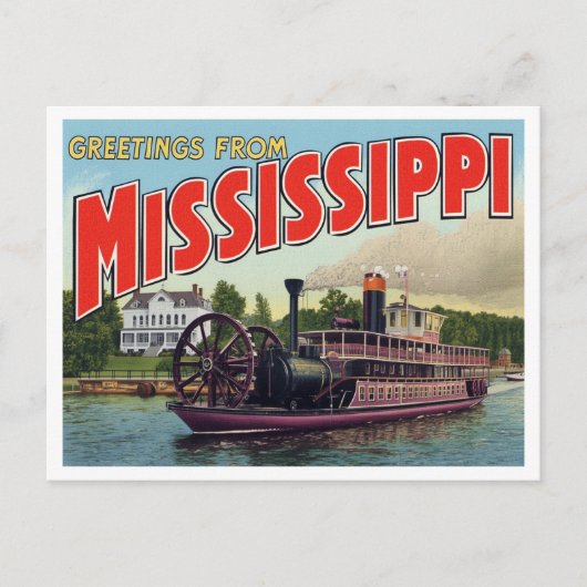 Mississippi Riverboat Greetings Postkarte (Vorderseite)