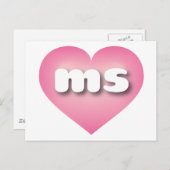 Mississippi rosafarbenes Herz - I Liebe ms Postkarte (Vorne/Hinten)