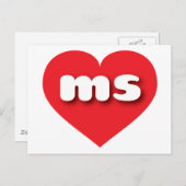 Mississippi rotes Herz - I Liebe ms Postkarte (Vorne/Hinten)