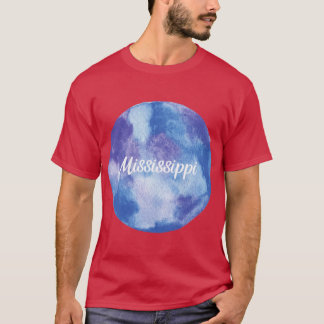 Mississippi Runde Wasserfarbe Pastell Violett Blau T-Shirt