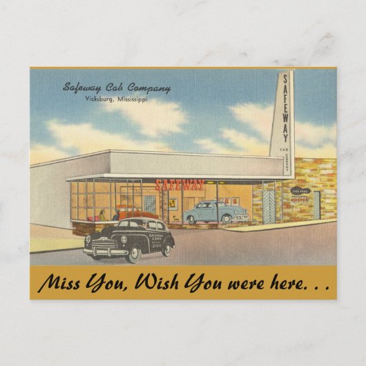 Mississippi, Safeway Cab Co., Vicksburg Postkarte (Vorderseite)
