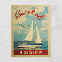 Mississippi Sailboat Vintage Travel