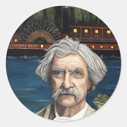 Mississippi Sam Aka Mark Twain Runder Aufkleber (Vorderseite)