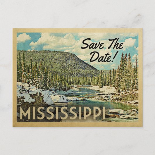 Mississippi Save the Date Mountain River Snow Ankündigungspostkarte (Vorderseite)