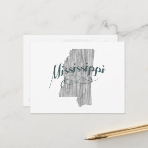 Mississippi Shaped Vintag Grey Typografy Name Postkarte