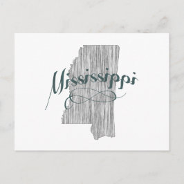 Mississippi Shaped Vintag Grey Typografy Name Postkarte