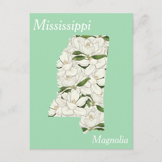 Mississippi Staat Blume Collage Map Postkarte (Vorderseite)