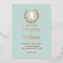 Mississippi Staat Hochzeit in Urlaubsort Folieneinladung