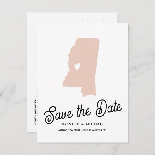 MISSISSIPPI Staat Hochzeit in Urlaubsort JEDE FARB Ankündigungspostkarte (Vorne/Hinten)