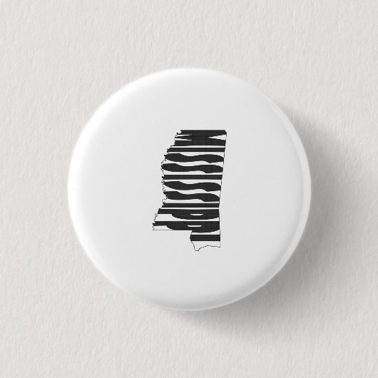 Mississippi Staat Name Word Art Black Button (Vorderseite)