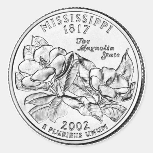 Mississippi Staat Quarter Runder Aufkleber (Vorderseite)