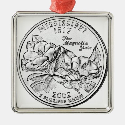 Mississippi Staat Quarter Silbernes Ornament (Vorne)