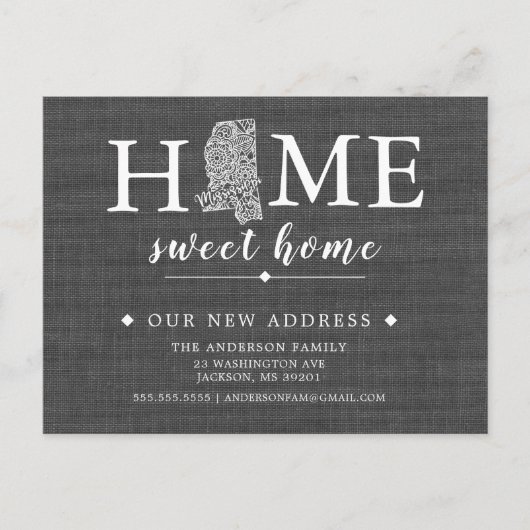 MISSISSIPPI-Staat-Umstiegskarte Ankündigungspostkarte (Vorderseite)