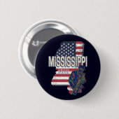 Mississippi Staat United Staaten Map Vintag USA Button (Vorne & Hinten)