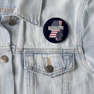 Mississippi Staat United Staaten Map Vintag USA Button
