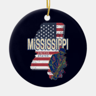 Mississippi Staat United Staaten Map Vintag USA Keramik Ornament