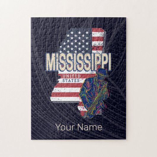 Mississippi Staat United Staaten Map Vintag USA Puzzle (Vertikal)