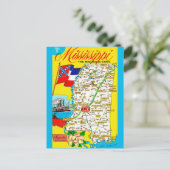 Mississippi Staat Vintage Karte Postkarte (Stehend Vorderseite)