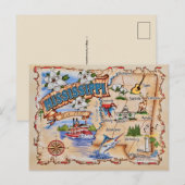 Mississippi Staats Karte Postkarte  (Vorne/Hinten)