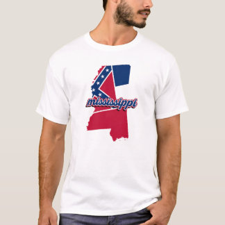 Mississippi-Staatskarte Grafik mit Flaggen-Design T-Shirt