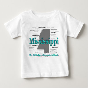 Mississippi-Staatsstolz-Karten-Silhouette Baby T-shirt
