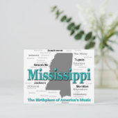 Mississippi Staatsstolz Map Silhouette Postkarte (Stehend Vorderseite)