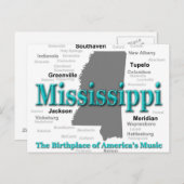 Mississippi Staatsstolz Map Silhouette Postkarte (Vorne/Hinten)