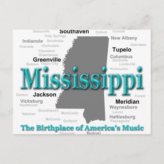 Mississippi Staatsstolz Map Silhouette Postkarte (Vorderseite)