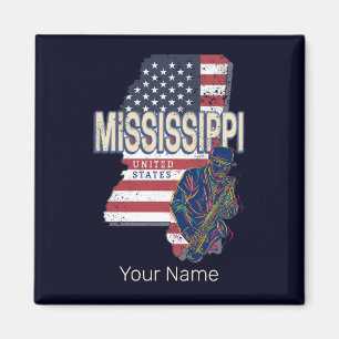 Mississippi State Vereinigte Staaten Karte Vintage Magnet