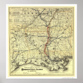 Mississippi Tal Bahnkarte 1882 Poster (Vorne)