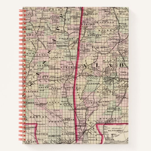 Mississippi und Alabama Notizblock (Vorderseite)