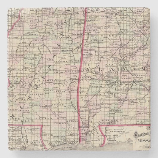 Mississippi und Alabama Steinuntersetzer (Vorderseite)