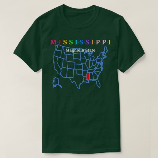 Mississippi USA Magnolia Staat mit Karte T-Shirt (Design vorne)