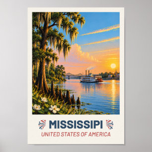 Mississippi USA – Vintage Reiseplakat Poster