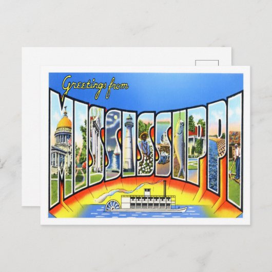 Mississippi Vintag Big Letters Postkarte (Vorne/Hinten)