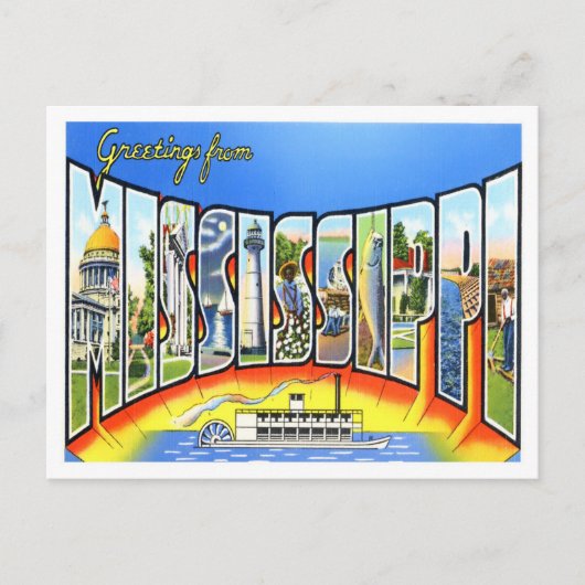 Mississippi Vintag Big Letters Postkarte (Vorderseite)