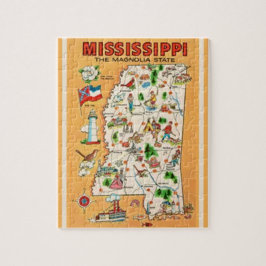 Mississippi Vintag Map Puzzle (Vertikal)