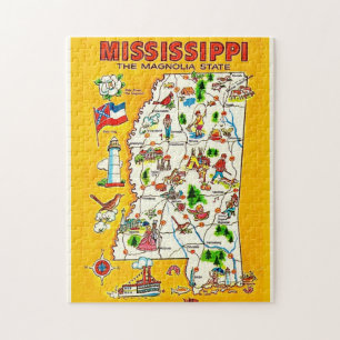 Mississippi Vintage 11x14 Karte  Puzzle