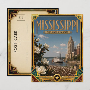Mississippi Vintage Art Deco Golden Age Postkarte
