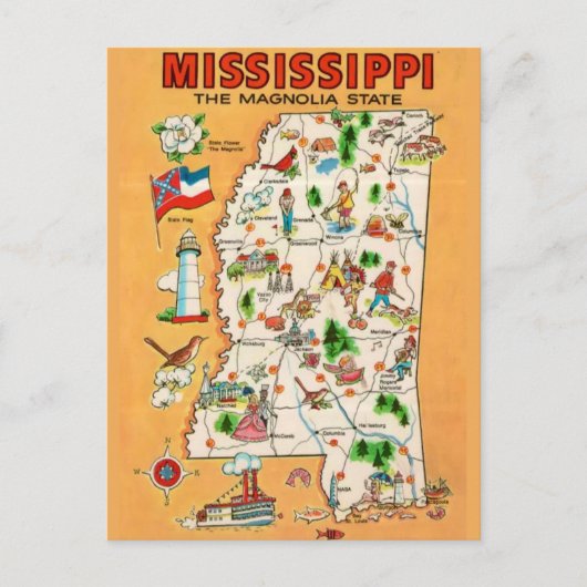Mississippi Vintage Karte (Vorderseite)