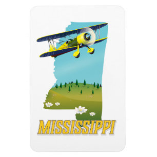 Mississippi Vintage Karte Reiseplakat drucken. Magnet