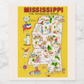 Mississippi Vintage Karte Weinetikett (Einzelnes Label)