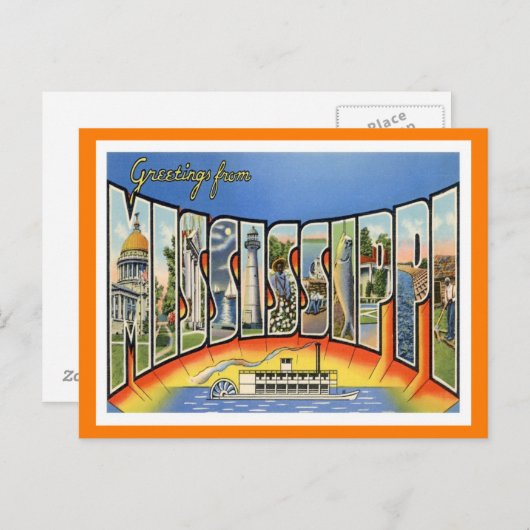 Mississippi Vintage Travel Postkarte (Vorne/Hinten)