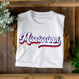 Mississippi Vintager T - Shirt Rot Weiß und Blau