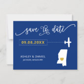 Mississippi Wedding Save the Date Card, Map Magneteinladung (Vorderseite)
