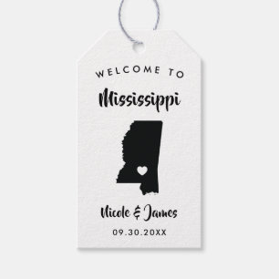 Mississippi Wedding Welcome Bag Tags, Karte Geschenkanhänger